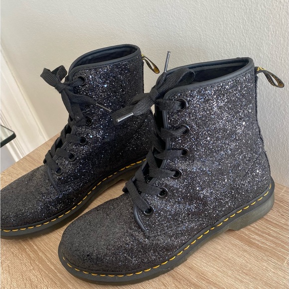 Dr Martens Black Chunky Glitter 1460 Farrah Lace Up Boots Women’s 11, EU 43 - Picture 9 of 13